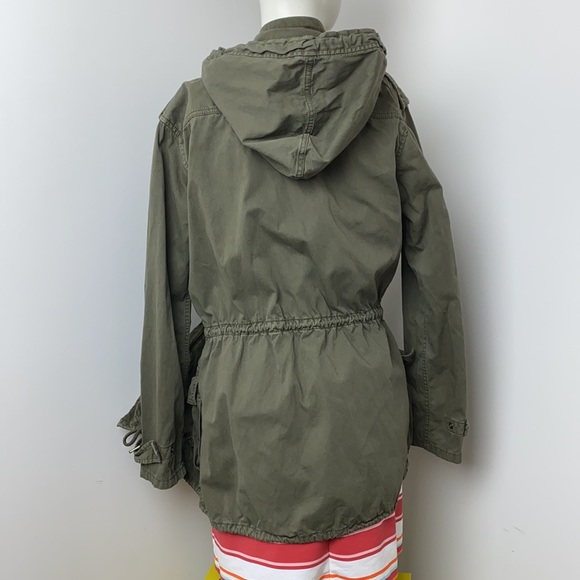 Aritzia Azure Skies Army Green Trooper Utility Hooded Fall Jacket Size S - Picture 9 of 16